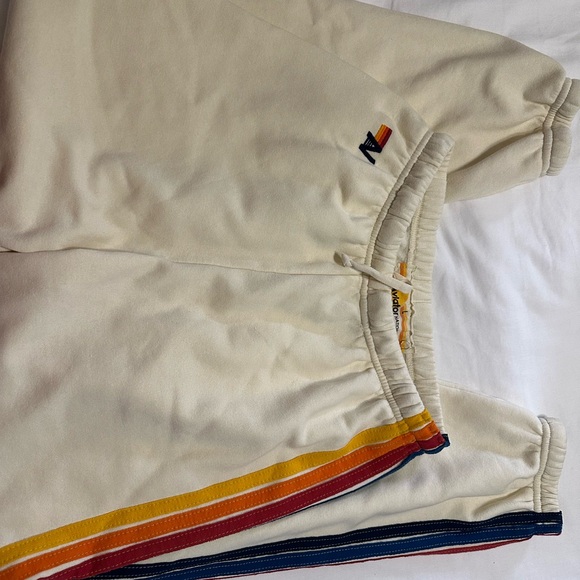 Aviator Nation 5 STRIPE SWEATPANTS - VINTAGE WHITE RAINBOW - Picture 2 of 5